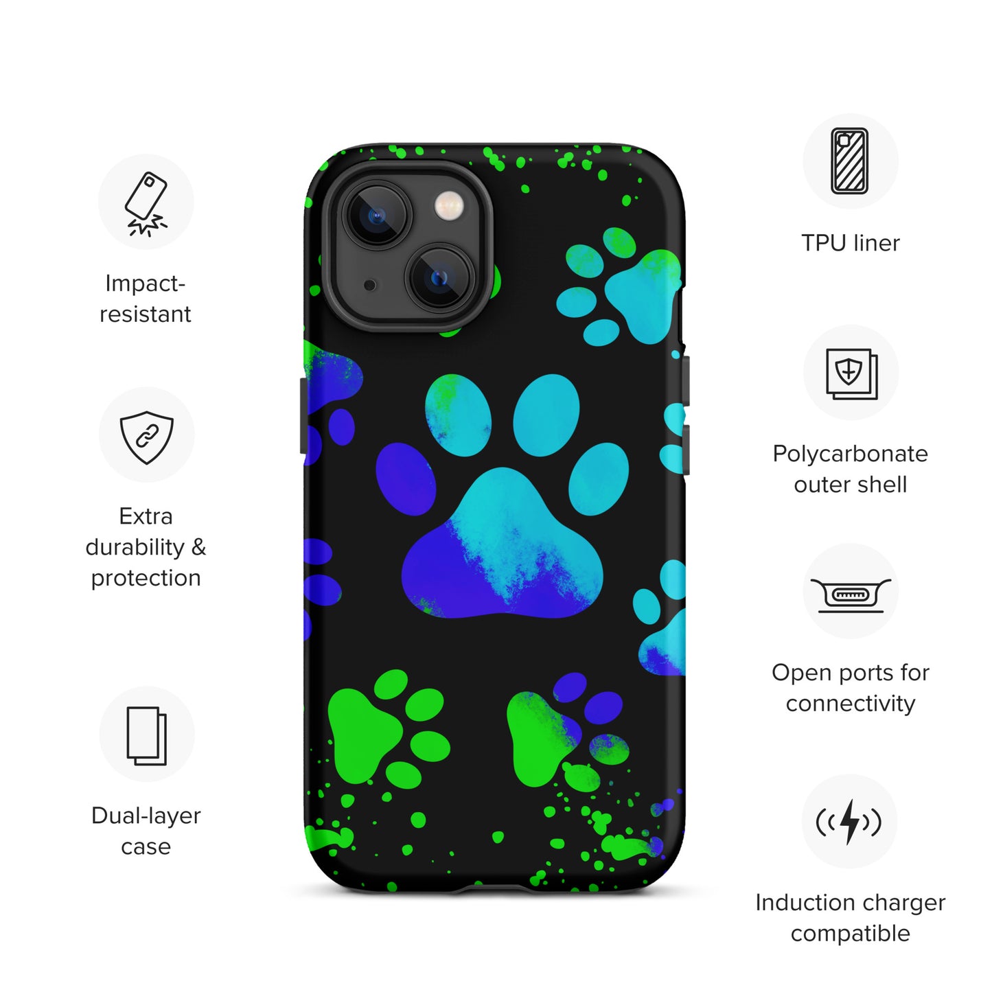 Blue Dog Paw Tough iPhone case