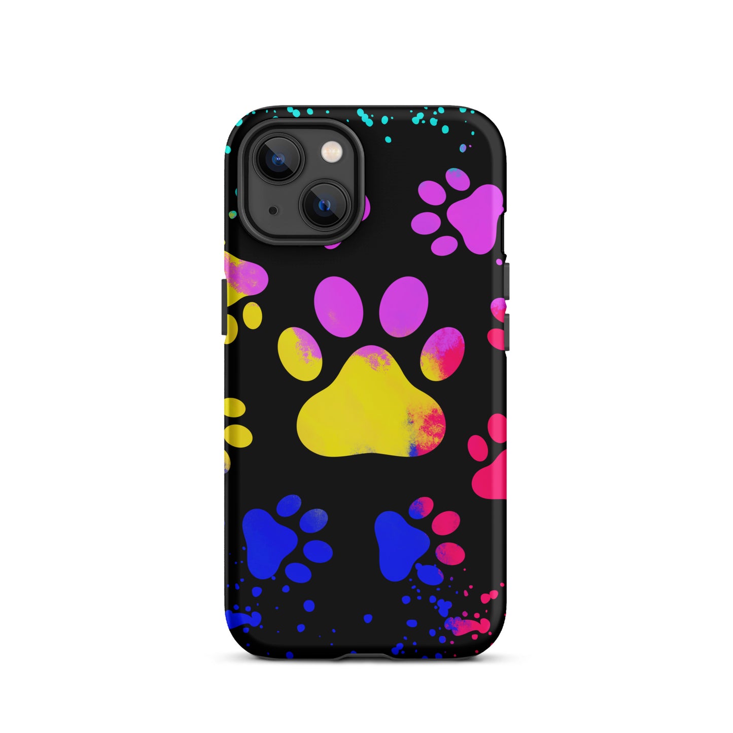 Yellow and Purple Dog Paw Tough iPhone case