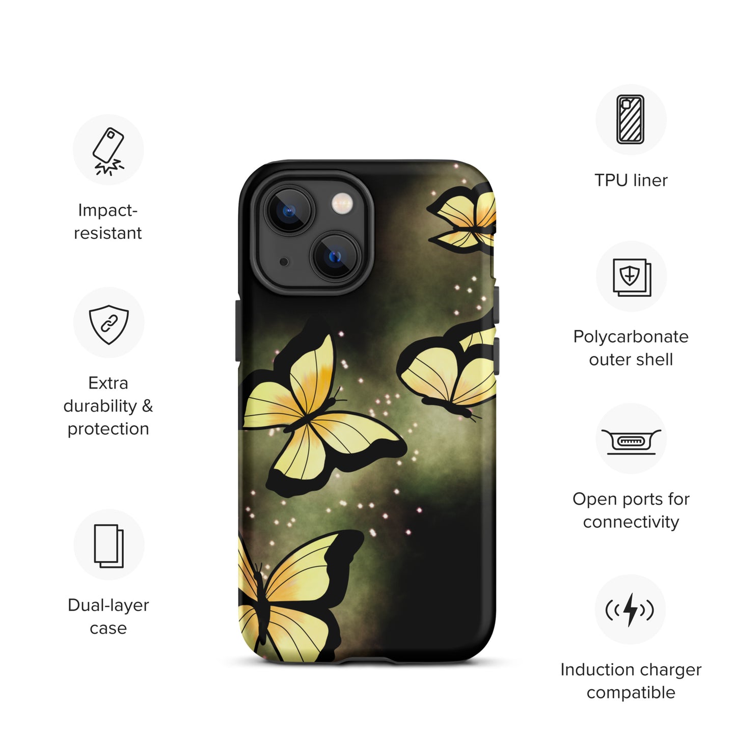 Yellow glow butterfly Tough iPhone case