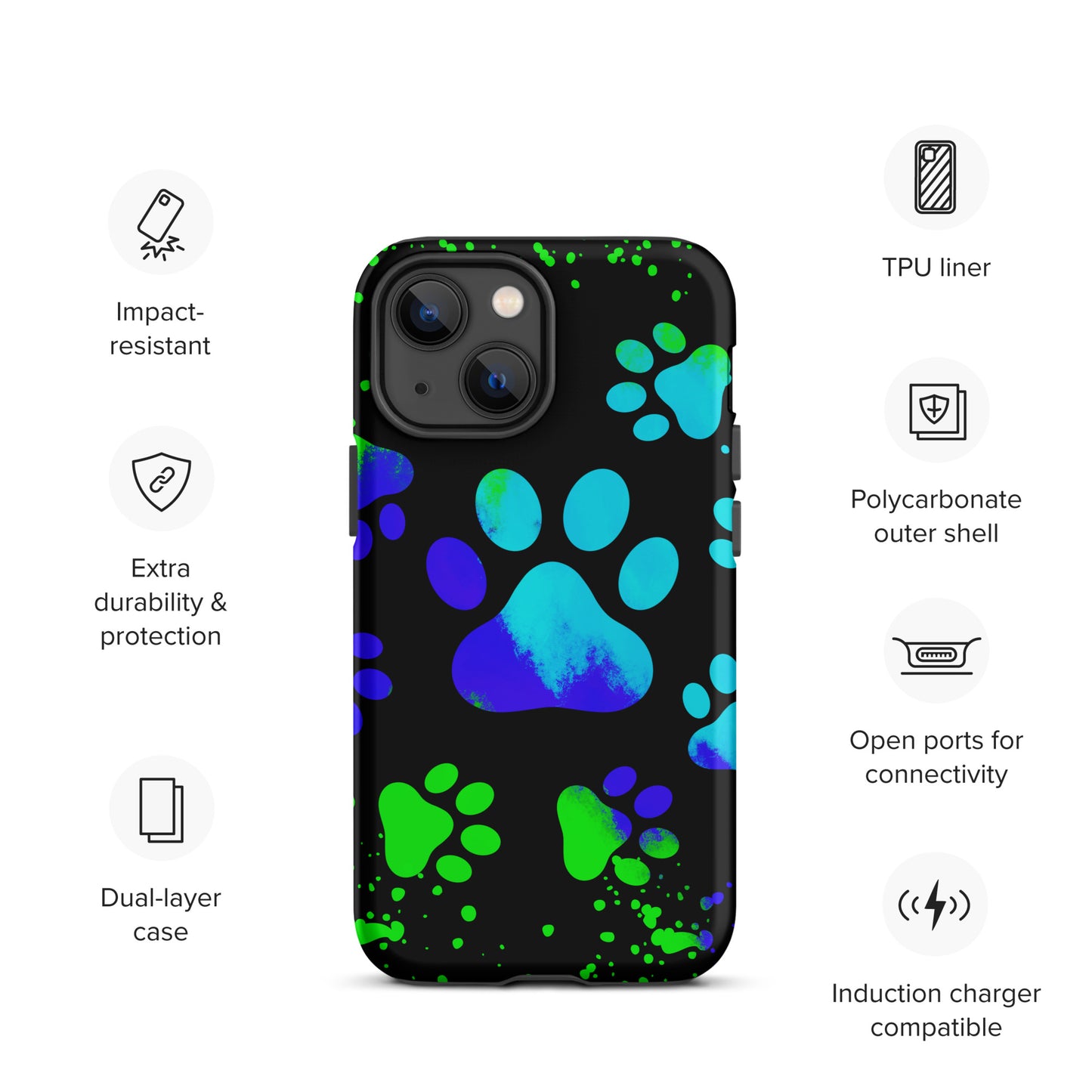 Blue Dog Paw Tough iPhone case