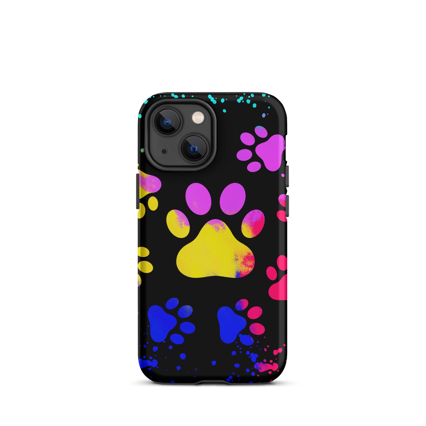 Yellow and Purple Dog Paw Tough iPhone case