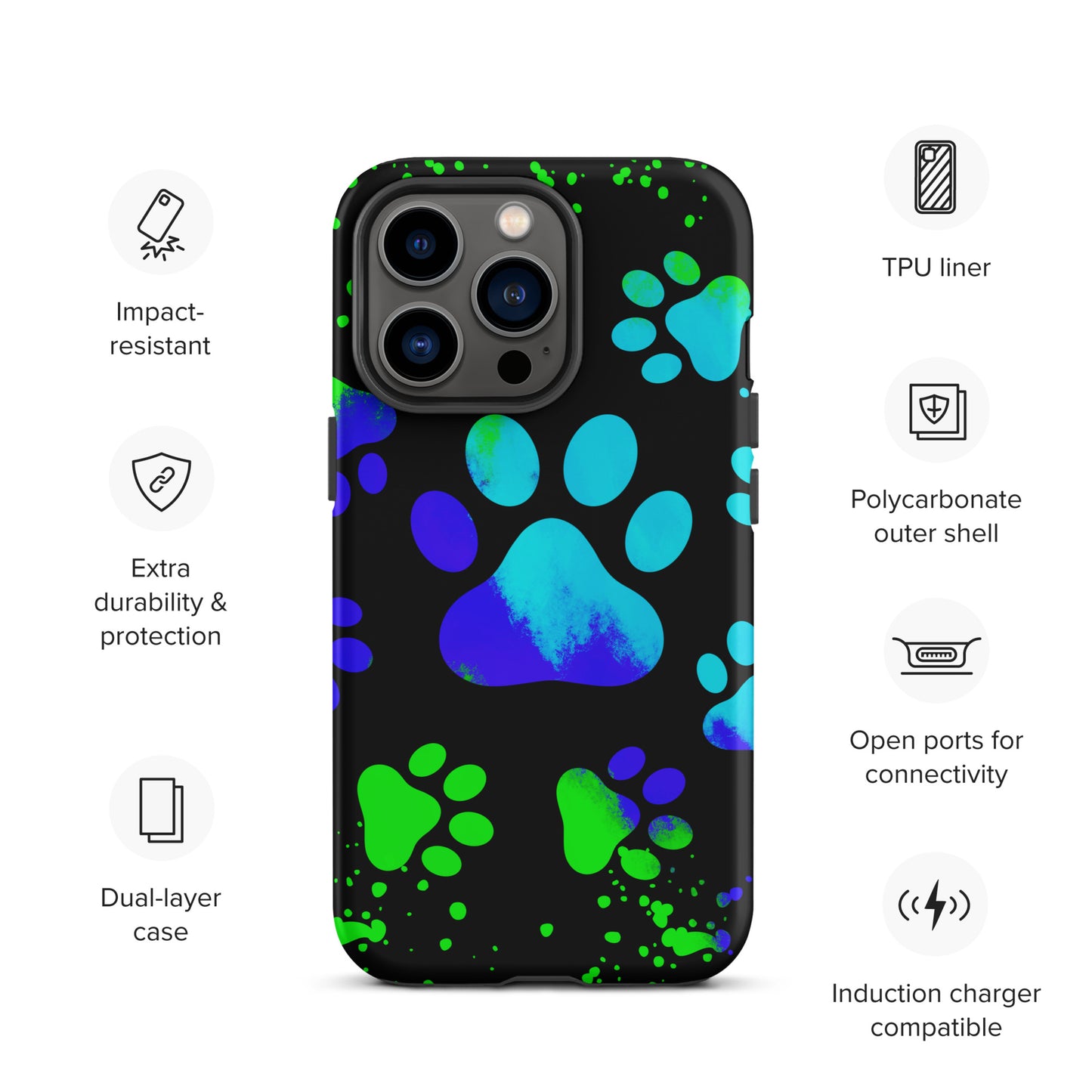 Blue Dog Paw Tough iPhone case