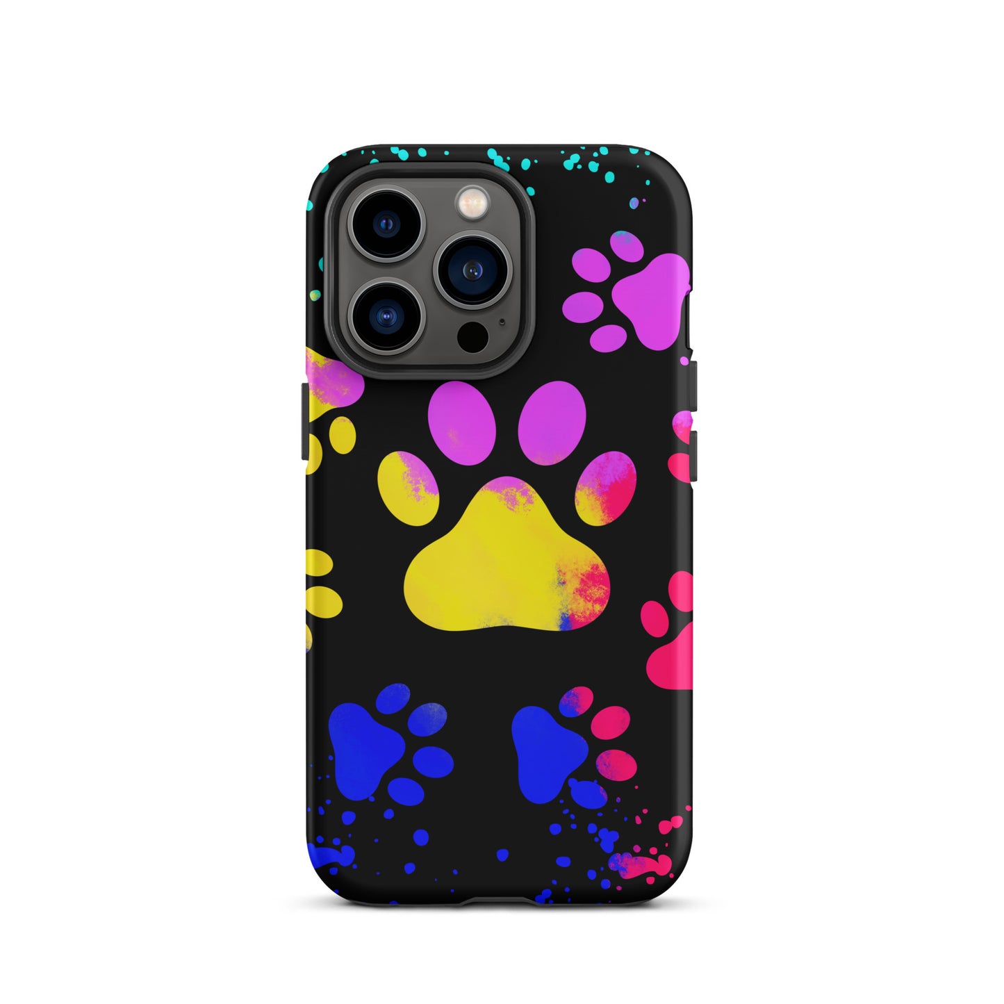 Yellow and Purple Dog Paw Tough iPhone case