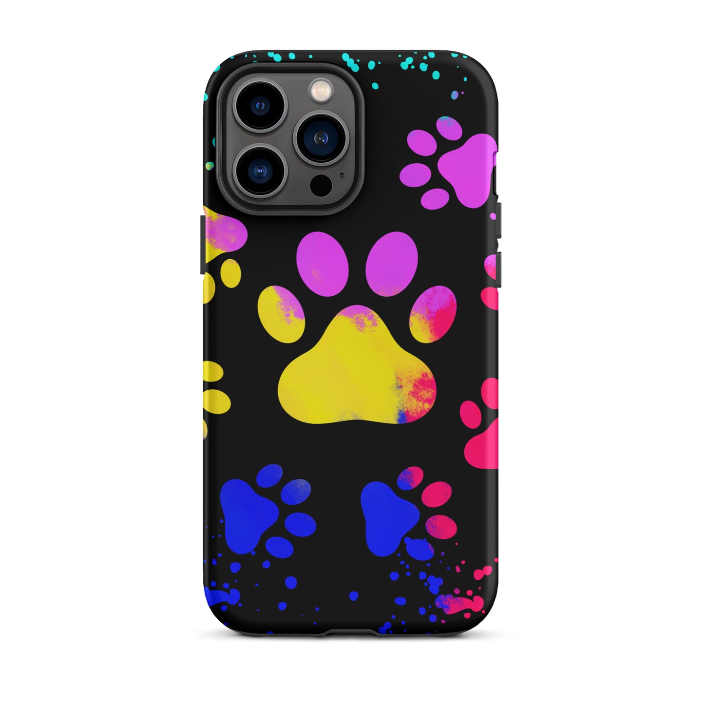 Yellow and Purple Dog Paw Tough iPhone case